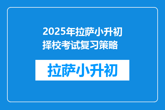 2025年拉萨小升初择校考试复习策略