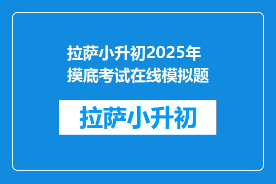 拉萨小升初2025年摸底考试在线模拟题