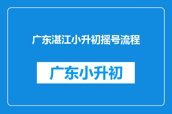 广东湛江小升初摇号流程