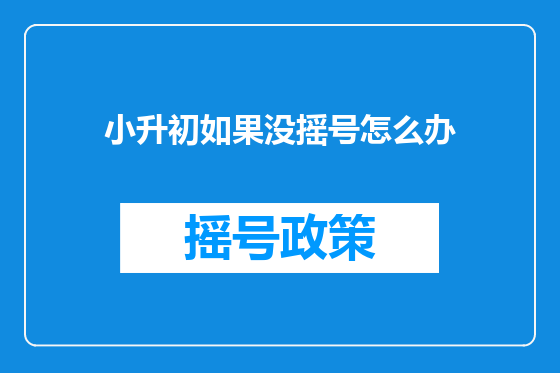 小升初如果没摇号怎么办