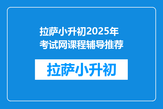 拉萨小升初2025年考试网课程辅导推荐