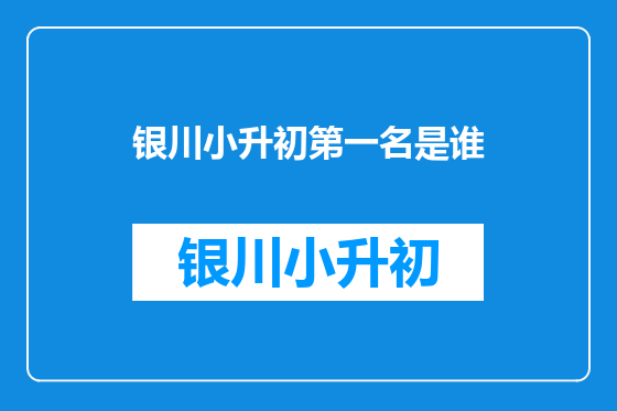 银川小升初第一名是谁