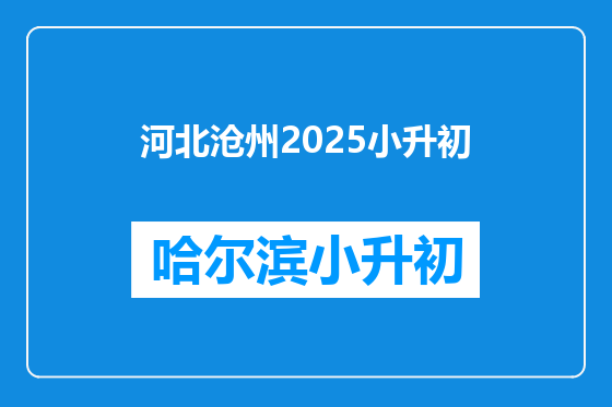河北沧州2025小升初