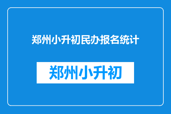 郑州小升初民办报名统计