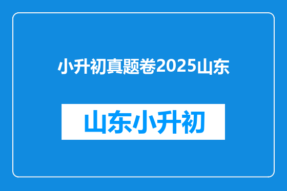 小升初真题卷2025山东