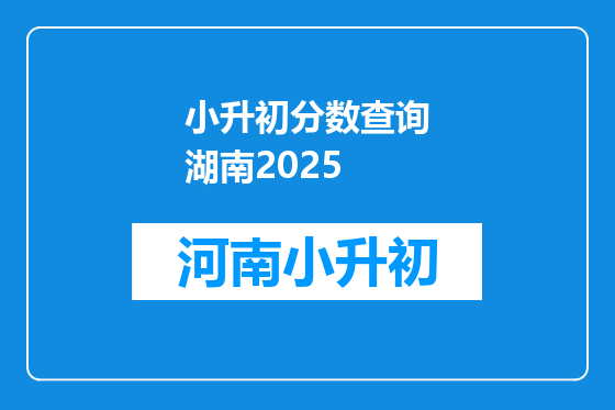 小升初分数查询湖南2025