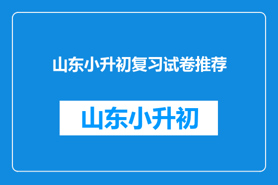 山东小升初复习试卷推荐