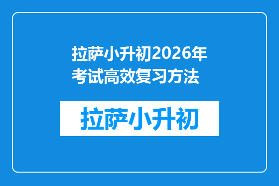 拉萨小升初2026年考试高效复习方法