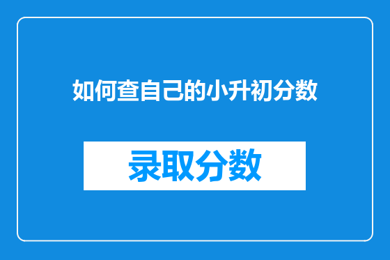 如何查自己的小升初分数