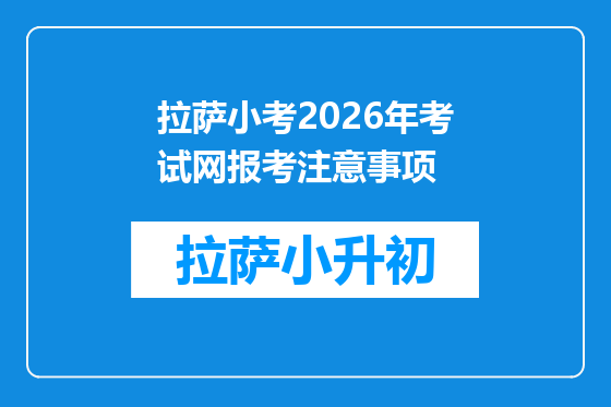 拉萨小考2026年考试网报考注意事项