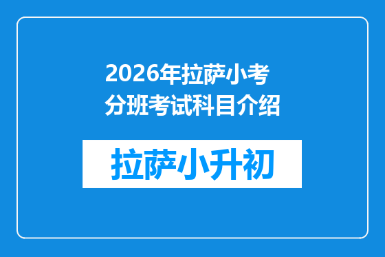2026年拉萨小考分班考试科目介绍