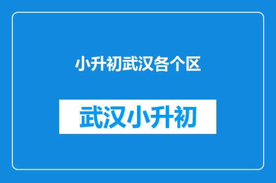 小升初武汉各个区