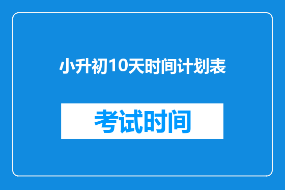 小升初10天时间计划表