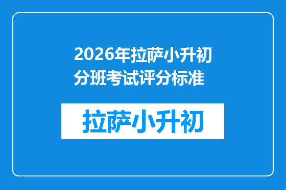 2026年拉萨小升初分班考试评分标准