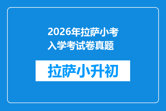 2026年拉萨小考入学考试卷真题