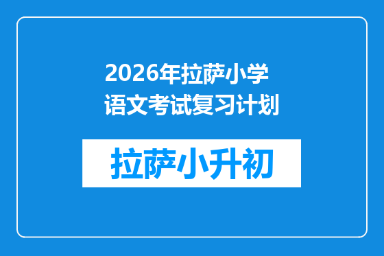 2026年拉萨小学语文考试复习计划
