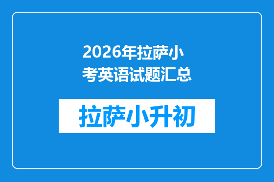 2026年拉萨小考英语试题汇总