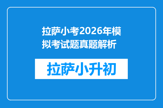 拉萨小考2026年模拟考试题真题解析