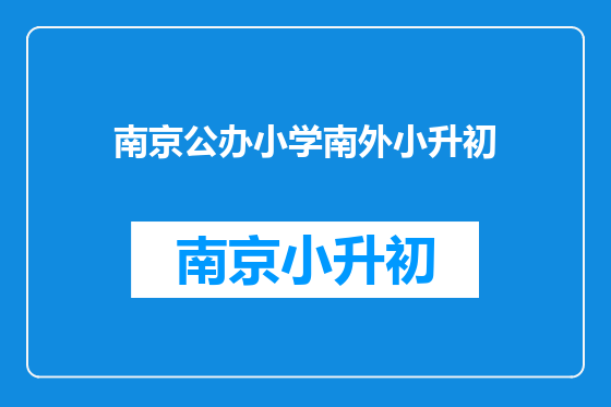 南京公办小学南外小升初
