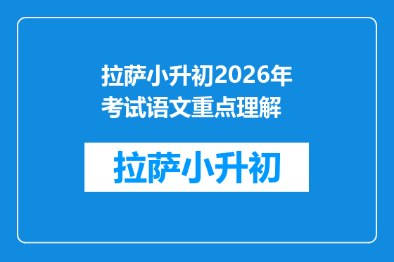 拉萨小升初2026年考试语文重点理解