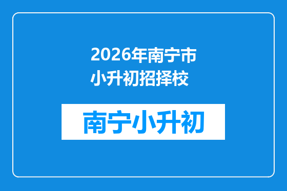 2026年南宁市小升初招择校