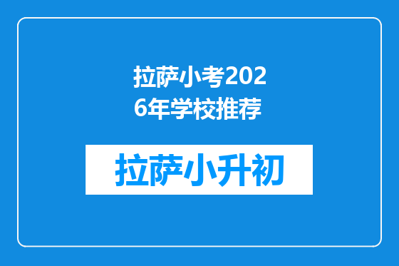 拉萨小考2026年学校推荐