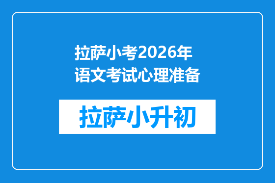 拉萨小考2026年语文考试心理准备