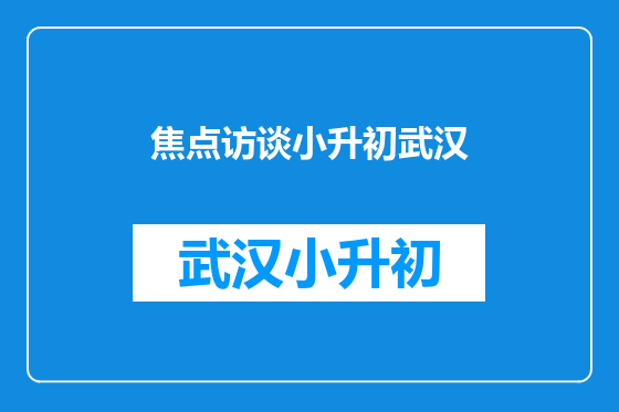 焦点访谈小升初武汉