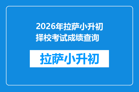 2026年拉萨小升初择校考试成绩查询