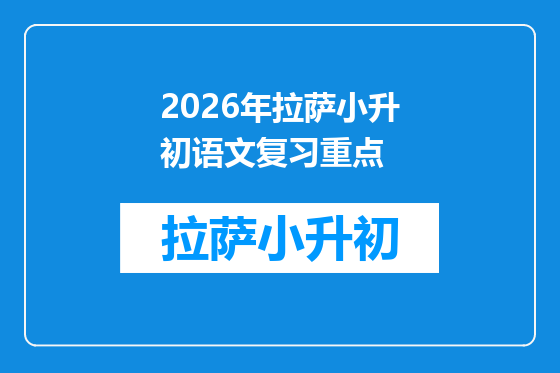 2026年拉萨小升初语文复习重点