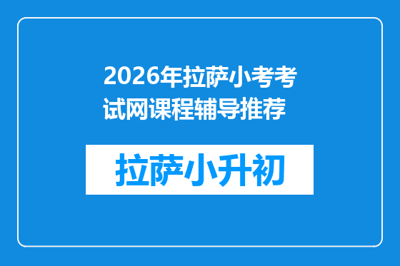 2026年拉萨小考考试网课程辅导推荐