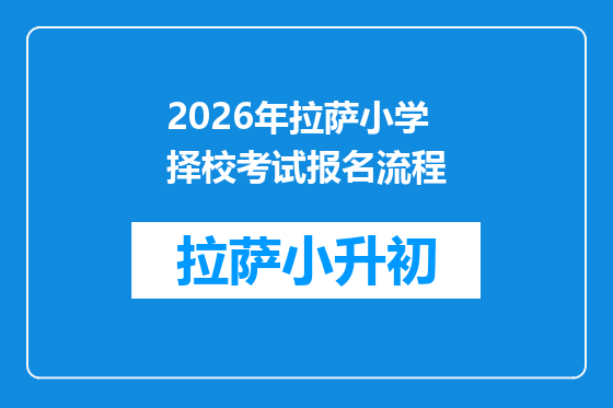 2026年拉萨小学择校考试报名流程