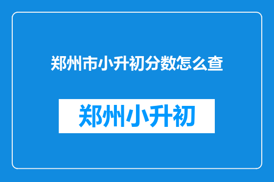郑州市小升初分数怎么查