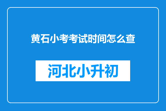 黄石小考考试时间怎么查