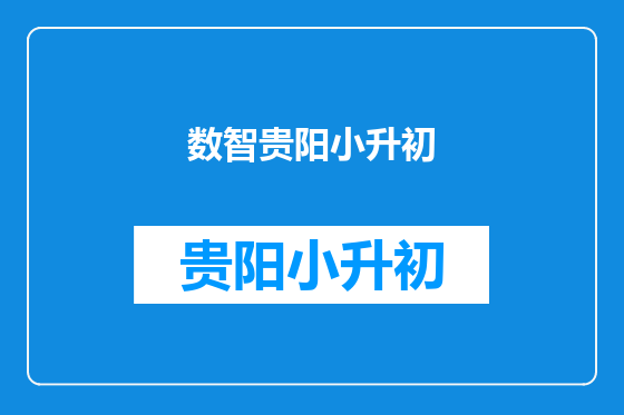 数智贵阳小升初