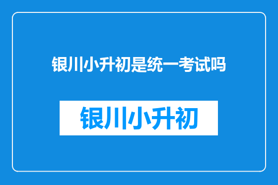 银川小升初是统一考试吗