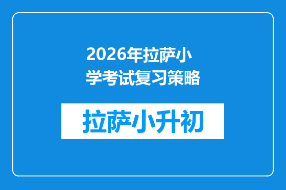 2026年拉萨小学考试复习策略