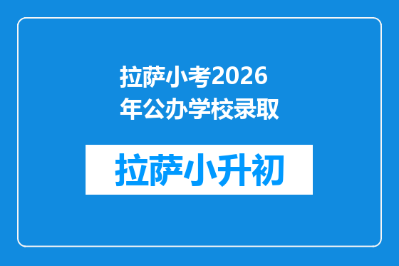 拉萨小考2026年公办学校录取