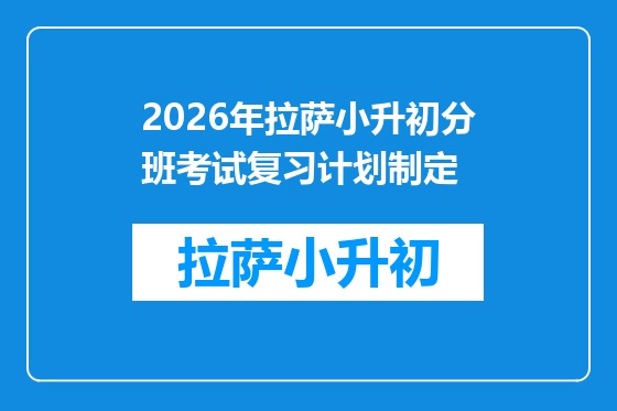 2026年拉萨小升初分班考试复习计划制定