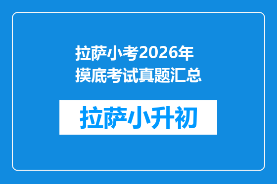 拉萨小考2026年摸底考试真题汇总