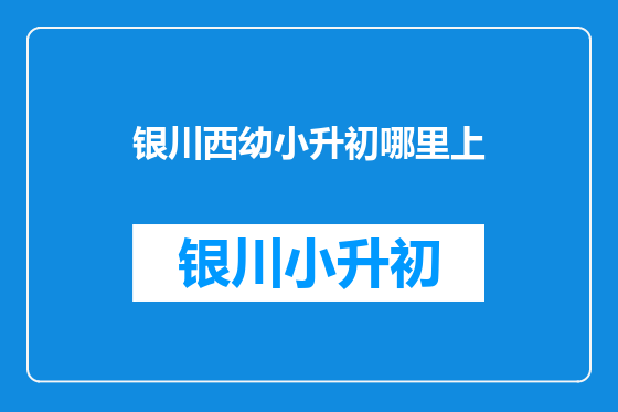 银川西幼小升初哪里上