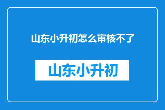 山东小升初怎么审核不了