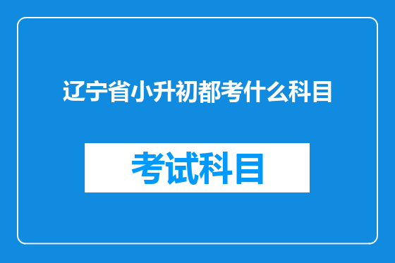 辽宁省小升初都考什么科目