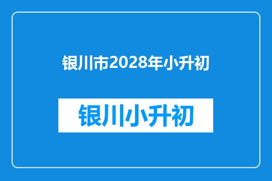 银川市2028年小升初