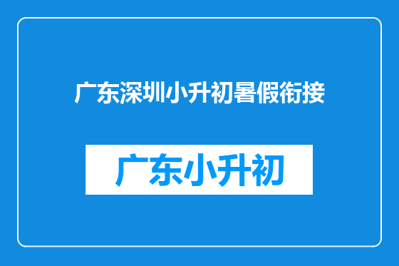 广东深圳小升初暑假衔接