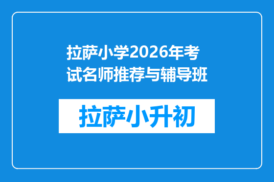 拉萨小学2026年考试名师推荐与辅导班