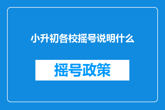 小升初各校摇号说明什么