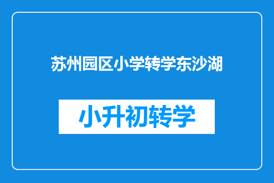 苏州园区小学转学东沙湖