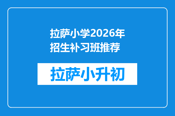 拉萨小学2026年招生补习班推荐