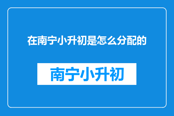 在南宁小升初是怎么分配的